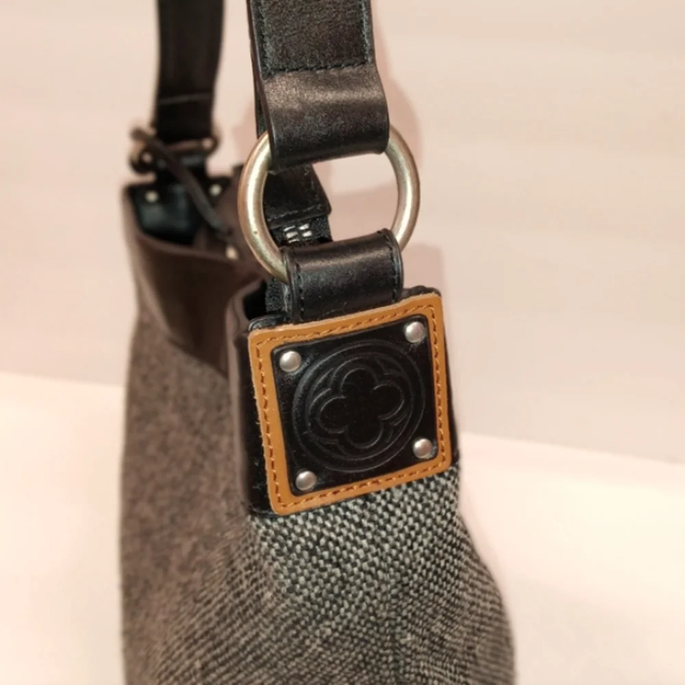 ELLINGTON Wool Tweed & Italian Leather Shoulder Tote Bag